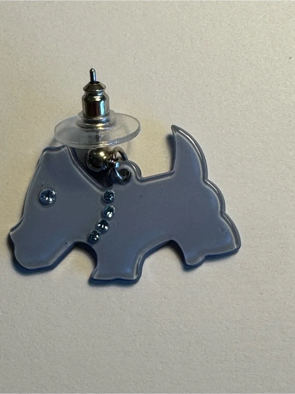 Periwinkle Dog Silhouette Drop Earrings - Cute Pet-Themed Jewelry